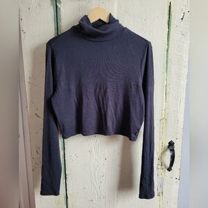 Levi's Black Long Sleeve Cotton Modal Cropped Turtleneck